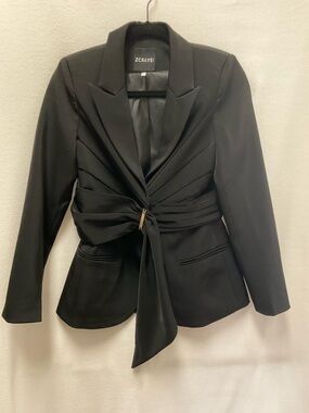 ZCRAVE Black Wrap-Front Blazer Jacket